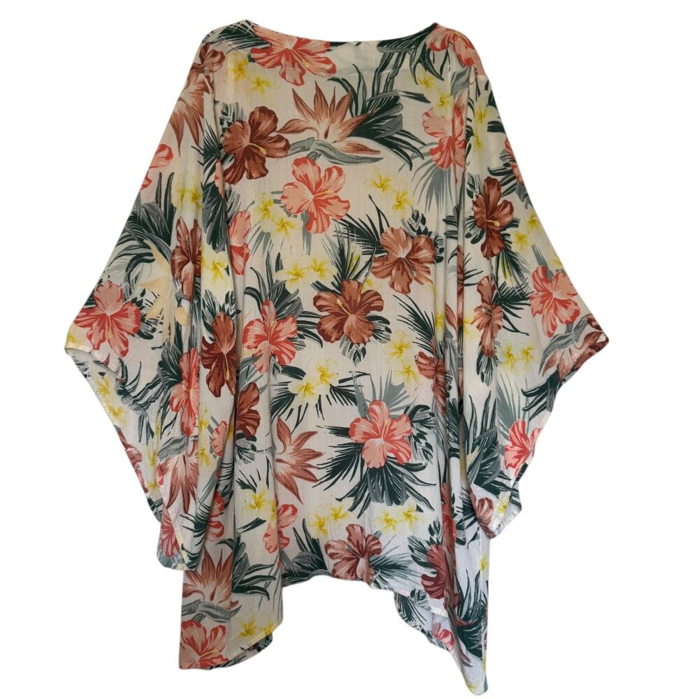 RIPCURL womens size medium M Anini Beach palm floral beach swim cover up kimono - Picture 3 of 12